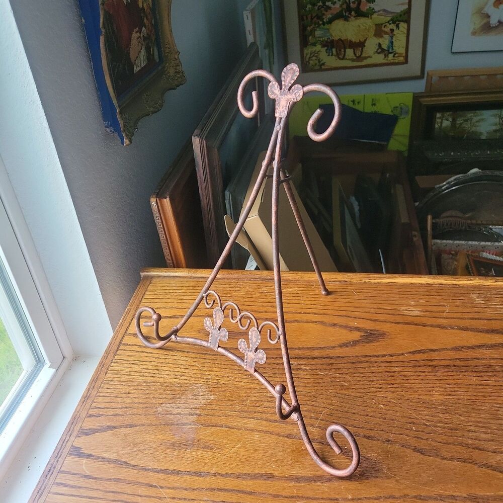 Metal Easel Picture Frame Print Artwork Stand Holder 16" Tall x 14" Wide Aged